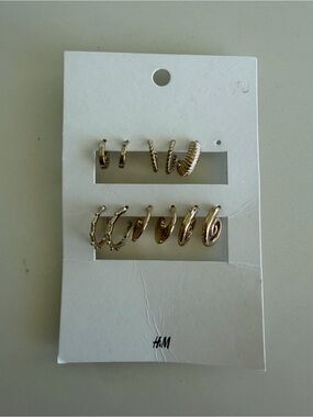 H&M Gold-Tone Mixed Hoop Earring Set - 5 Pairs- NwT